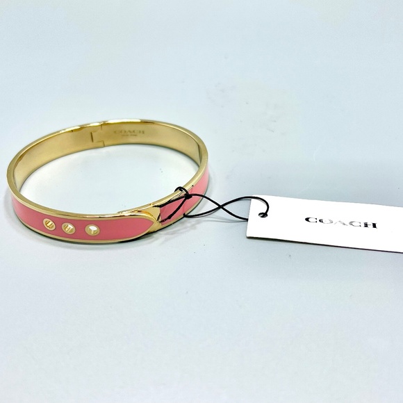 Coach Gold Tone Pink Enamel Bangle - Picture 1 of 6